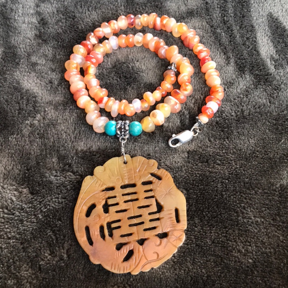 NATURAL STONE ASIAN INSPIRED BEADED NECKLACE